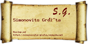 Simonovits Gréta névjegykártya